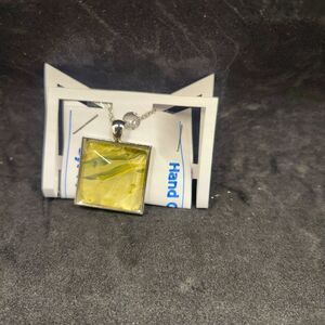 Hand Crafted Necklace Medallion Pendant 1" Square Pendant 925 Silver 20 " Chain